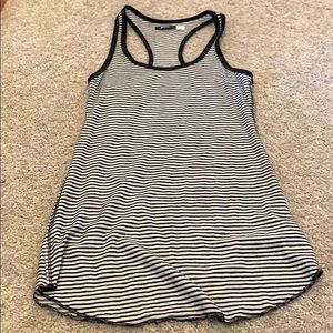 Black and white striped racer back tank top